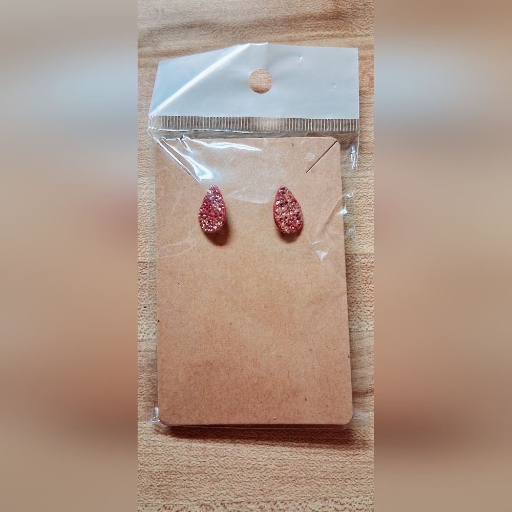 Pink Teardrop Stud Earrings